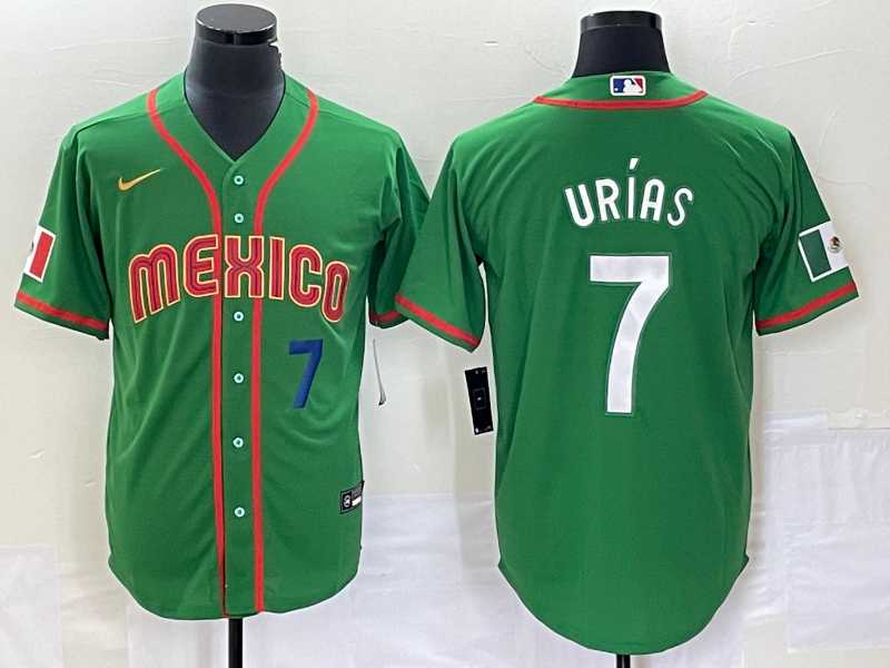 Mens Mexico Baseball #7 Julio Urias Number 2023 Green World Classic Stitched Jersey4->2023 world baseball classic->MLB Jersey